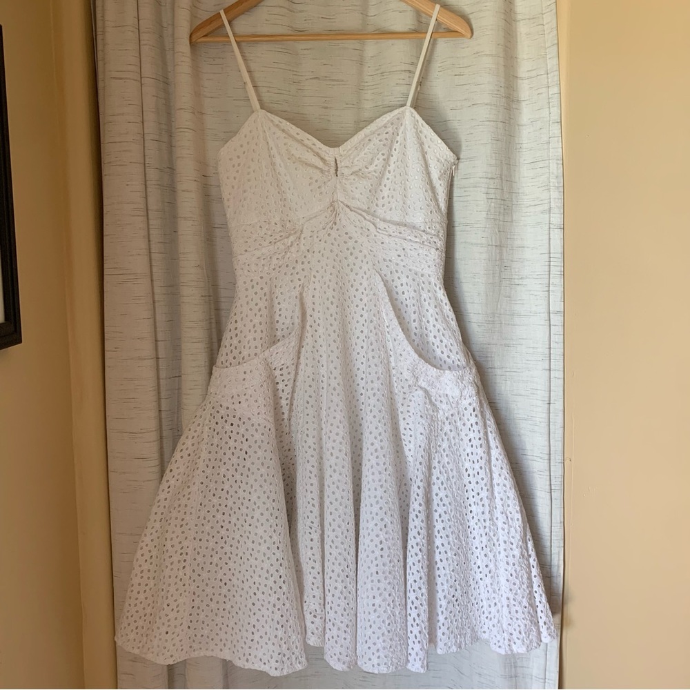 Calvin Klein White Eyelet Spaghetti-Strap Swing Dress